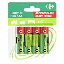 Carrefour, Piles rechargeables AA/HR6 1600mAh 1,2V