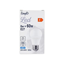 Simpl, Ampoule E27 forme standard blanc-froid dépolie 60W