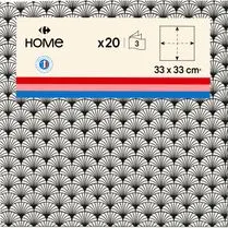 Carrefour, Serviettes ouate 33cm 3 plis décorées noir x20