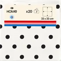 Carrefour, Serviettes ouate 33cm 3 plis décorées noir x20