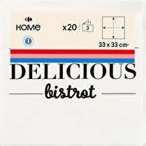 Carrefour, Serviettes ouate 33cm 3 plis décorées noir x20