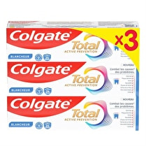Colgate, Dentifrice active prévention  Blancheur  - x 3, soit 225 ml