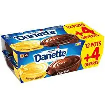 Danette, Crème dessert Panachés vanille & chocolat - 12 x 115 g + 4 offerts