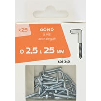 Trefilaction, Gond à vis acier zingué  D 2,50x25mm x25