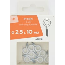 Trefilaction, Pitons à vis acier zingué plastifié 2,5x10mm x8