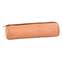 OXFORD, Trousse ronde Oxford cuir naturel beige