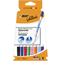 Bic, Feutres Velleda effaçables pointe fine couleurs assorties x8