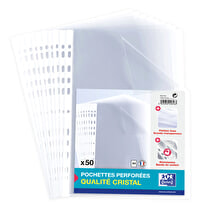 OXFORD, Pochettes perforées sachet A4 PP50 lisse incolore x50