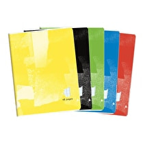 Carrefour, Cahier piqure 17x22 48p couverture carte 90g 5 couleurs