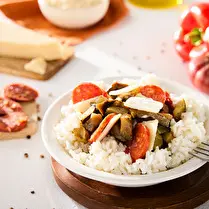 Fabriqué dans nos ateliers, Riz aux légumes et chorizo