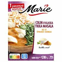 Marie, Colin d'Alaska tikka masala Riz et épinard crémeux