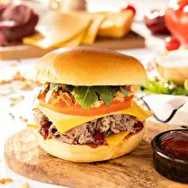 Votre boucher propose, Produit élaboré : Burger à l'effiloché de boeuf