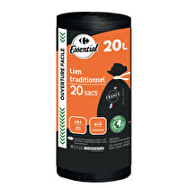 CRF ESSENTIAL, Sac poubelle à lien traditionnel 100% recyclé 20l