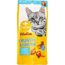 Carrefour, Friandises pour chat crunch & cream saumon