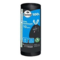Carrefour, Sac poubelle lien coulissant 100% recyclé 100l