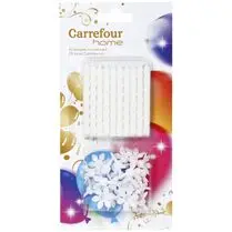 Carrefour, Bougies blanches d'anniversaire x20 + bobèches x20