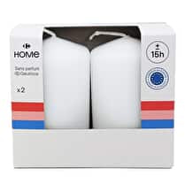 Carrefour, Bougie pilier d48h80 blanc x2