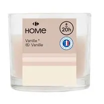 Carrefour, Bougie verre dimenssion 70H63 mm vanille/ivoire
