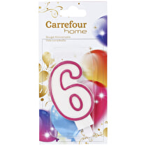 Carrefour, Bougie anniversaire chiffre n°6 avec bobèche