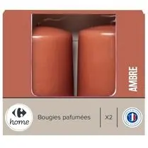 Carrefour, Bougie Ambre Terracotta - Le lot de 2
