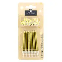 Devineau, Bougies laquées et plaque Happy birthday or x12