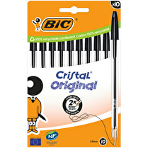 Bic, Stylo bille Cristal Original 1,0 mm noir x 10