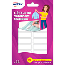 Avery, Etiquettes vêtements 45x13 mm autocollantes x36
