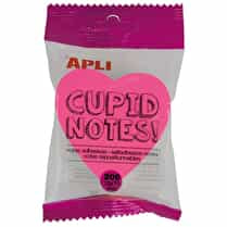 APLI, Bloc de 200 notes adhésives repositionnables coeur 70 x 70mm couleurs vives