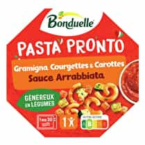 Bonduelle, Pâtes gramigna courgettes et carottes sauce arrabiata