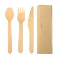 Carrefour, Kit 3 couverts bois+serviette