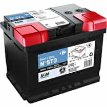 Carrefour, Batterie auto 60Ah - 660A 12 volts Start & Stop N°ST3