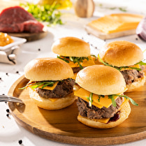 Votre boucher propose, Produit élaboré: Mini burger effiloché de boeuf  x 4