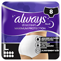 Always, Always discreet maximum sous vêtement protection nuit taille L