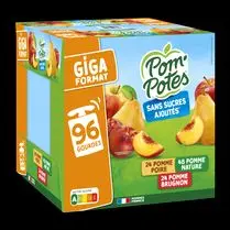 POM'POTE, Compotes sans sucre ajouté  Pomme poire, pomme nature et pomme brugnon - Gigat format 96 x 90 g