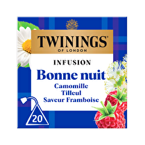 Twinings, Infusion Bonne nuit camomille tilleul saveur framboise x20