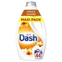 Dash, Lessive liquide 2 en 1  Ambre/orchidée - 44 lavages