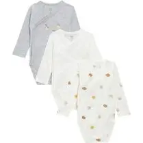 Tex baby, Bodies bébé bio coloris gris manches longues ouverture devant taille 1 mois x3