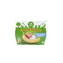 Carrefour, Compote gourde 4 x 100g pomme banane sans sucre ajouté