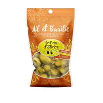 Brin d'olivier, Olives vertes dénoyautées "Ail et Basilic"