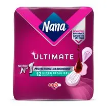 Nana, Serviettes protection flux abondant ultra régulier + ailettes  Ultimate