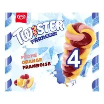 Twister, Glaces à leau pêche orange et raspberry x4