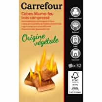 Carrefour, Cubes allume feu bois compressé origine végétal x32