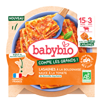 BABY BIO, Lasagnes à la bolognaise sauce à la tomate 15 mois à 3 ans