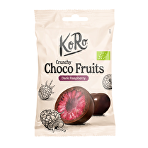 Koro, Framboises lyophilisées enrobées de chocolat noir bio