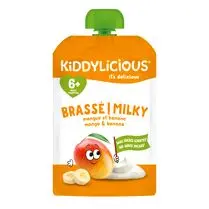 KIDDYLICIOUS, Gourde de purée de mangues, bananes, pommes et de yaourt pasteurisé 6 mois et +
