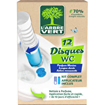 L'arbre vert, Disques WC parfum marine x12  Kit complet