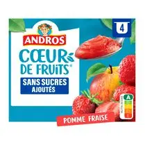 Andros, Coeur de fruits pomme fraise sans sucres ajoutés x4