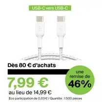 BELKIN, Câble à gane tressée USB-C vers USB-C noir