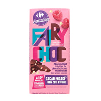 Carrefour, Tablette de chocolat blanc framboises