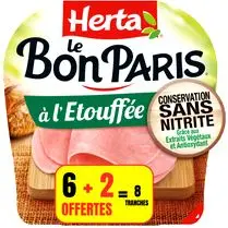 Herta, Jambon le bon Paris A l'étouffée, conservation sans nitrite
